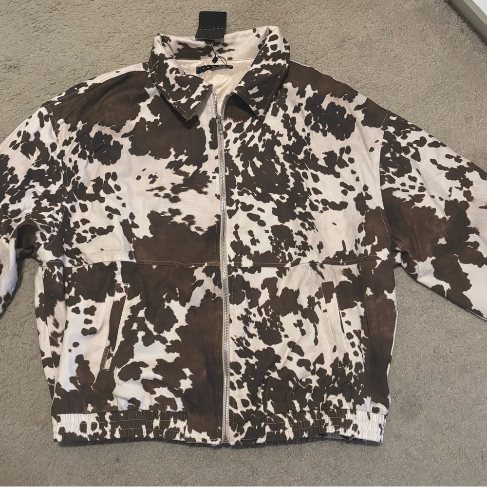 Brown and White Cow Print Jacket